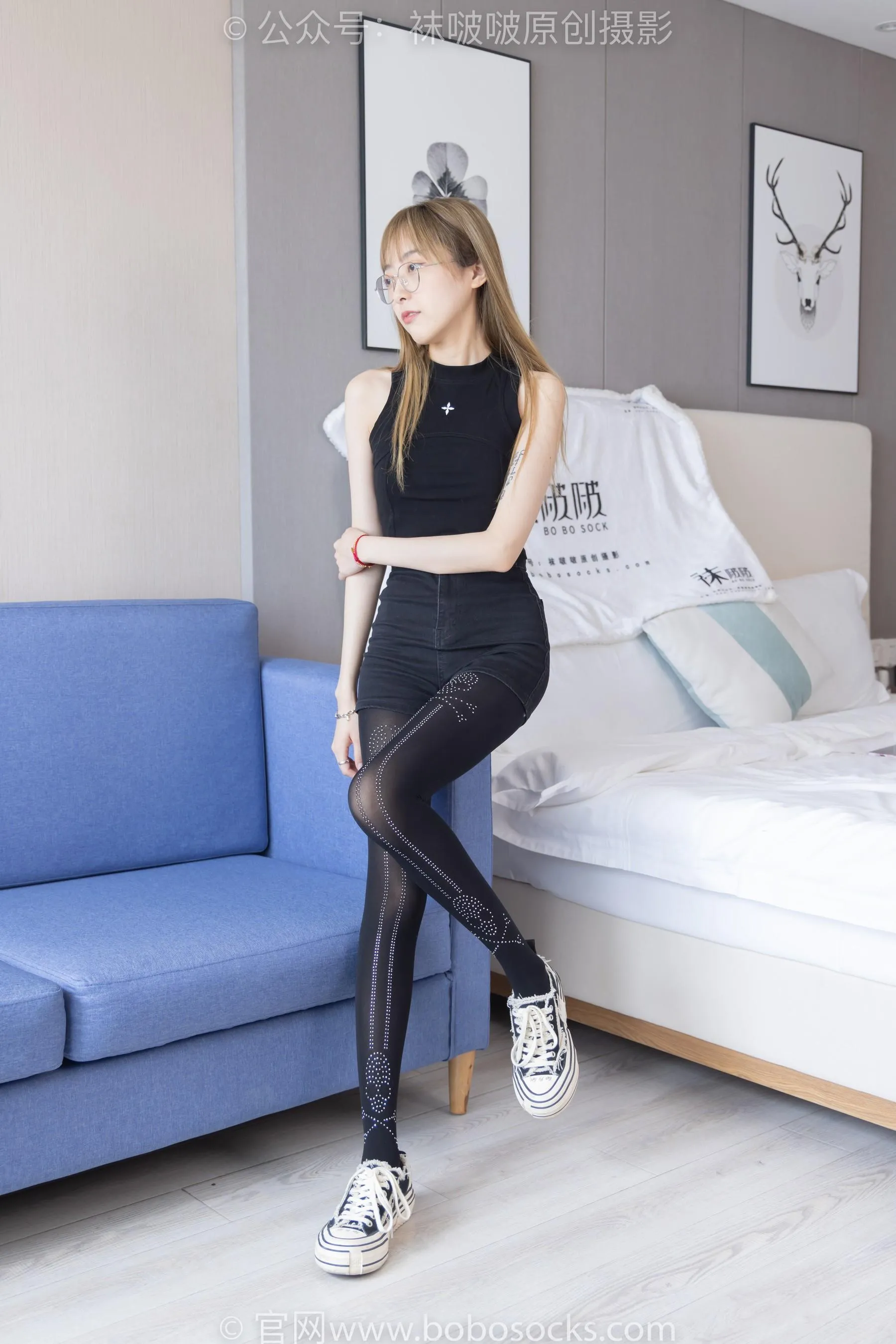 [BoBoSocks袜啵啵]NO.219 稚予-板鞋、拖鞋、厚黑丝、蕾丝黑丝 [87P]插图4